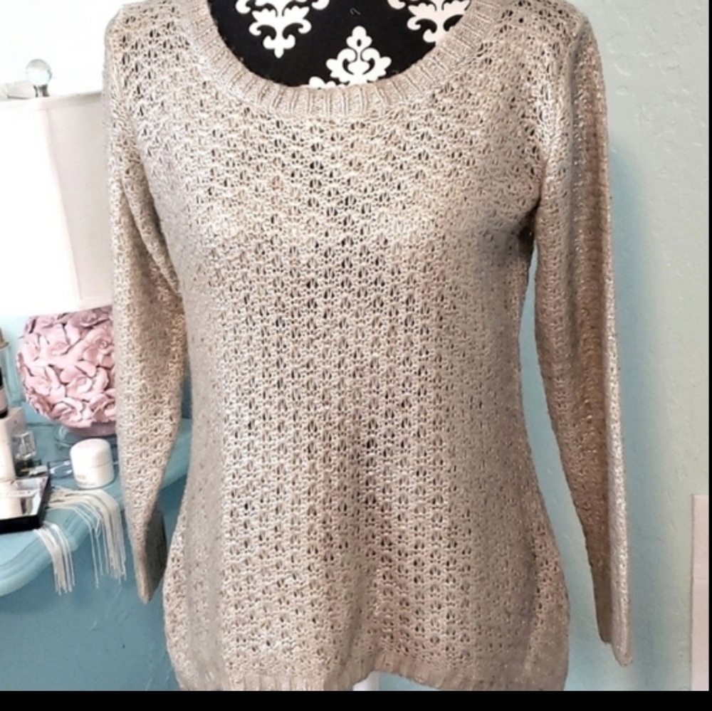 Anthropologie Grifflin Paris gold foil knit sweater